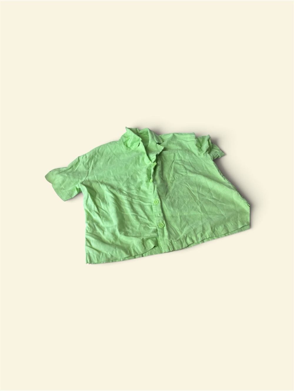 a new day Light Green Cropped Button-Down Shirt